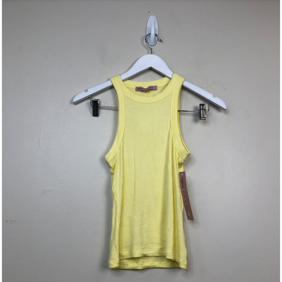 Crave Fame Juniors' Sleeveless Racerback Ribbed Knit Tank Top Yellow S, $16 NWT - Picture 3 of 4